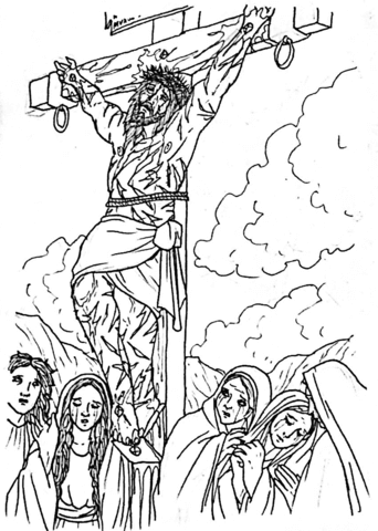 The Uplifted Saviour John Coloring Page